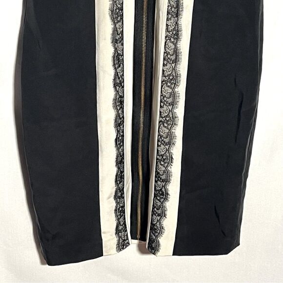JAYGODFREY Holden Silk Lace Bodycon Razorback Black White Full Zip Dress 6 - Picture 9 of 10